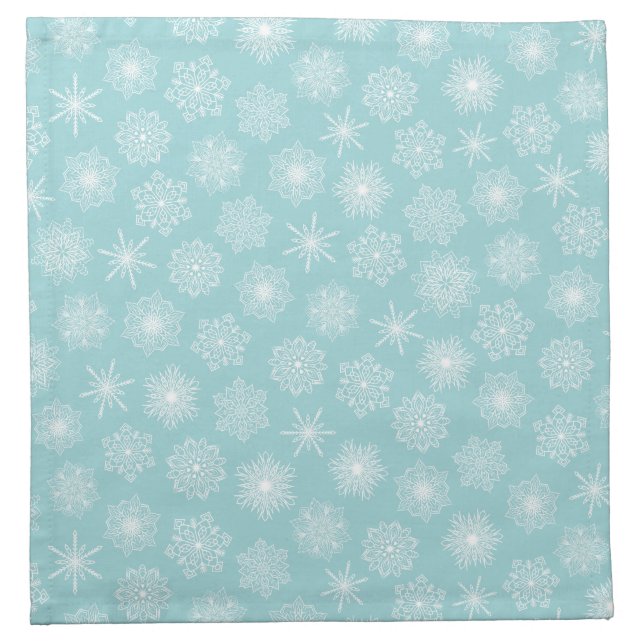 Teal Blue Snowflakes Elegant Christmas Coastal Cloth Napkin (Front)