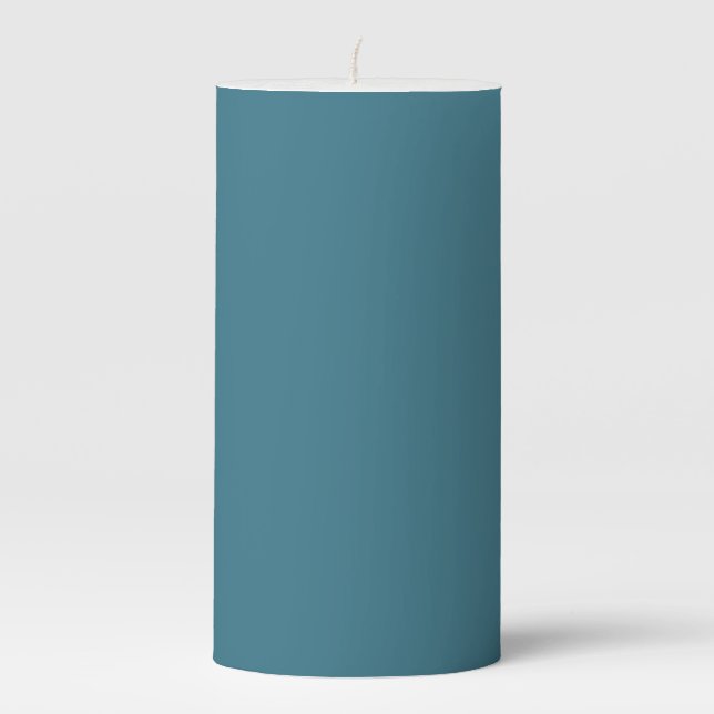 Teal Blue Solid Color Pillar Candle (Front)