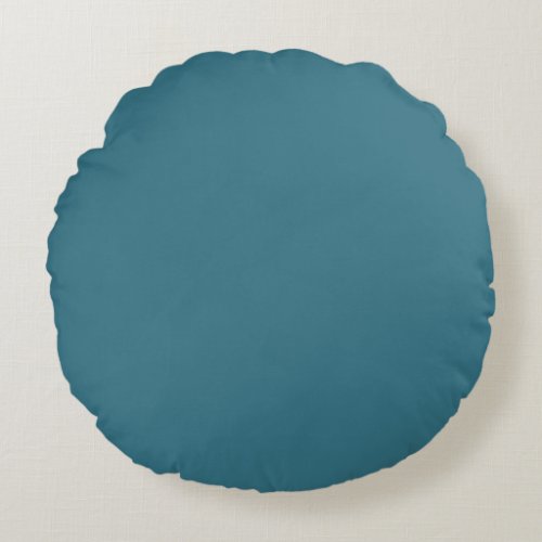 Teal Blue Solid Color Round Pillow