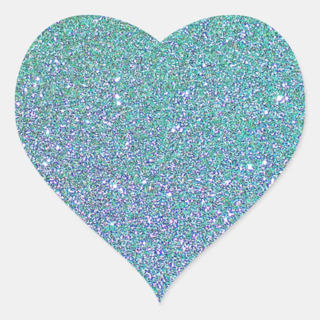 Teal Blue Sparkle Glitter Texture Pattern Heart Sticker | Zazzle