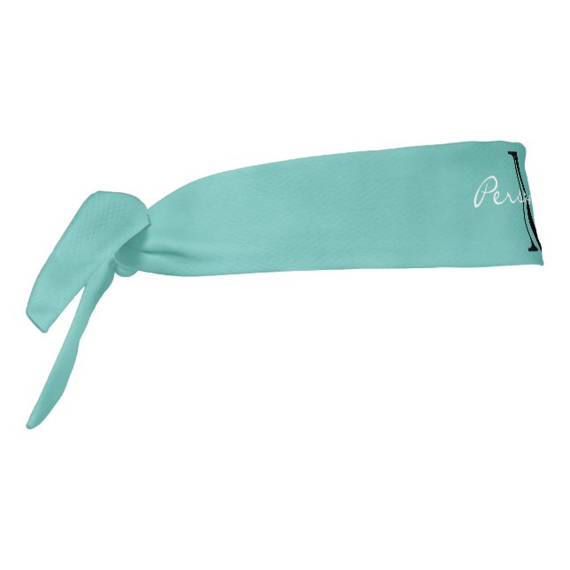 Teal blue sports headband with custom monogram (Rotate 270)