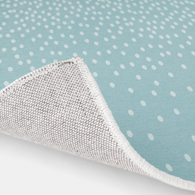 Teal Blue Spots Kids Room Raining Dots Assymetric Rug (Indoor)