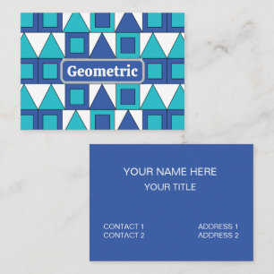Teal Blue Square Triangle Geometric Business Card