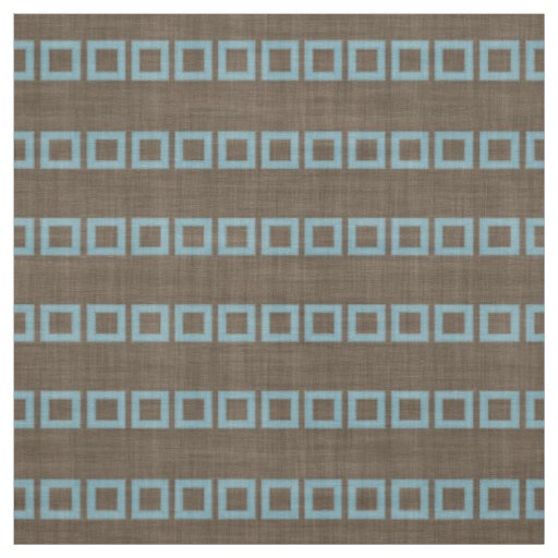 Teal Blue Squares Pattern On Dark Coffee Brown Fabric