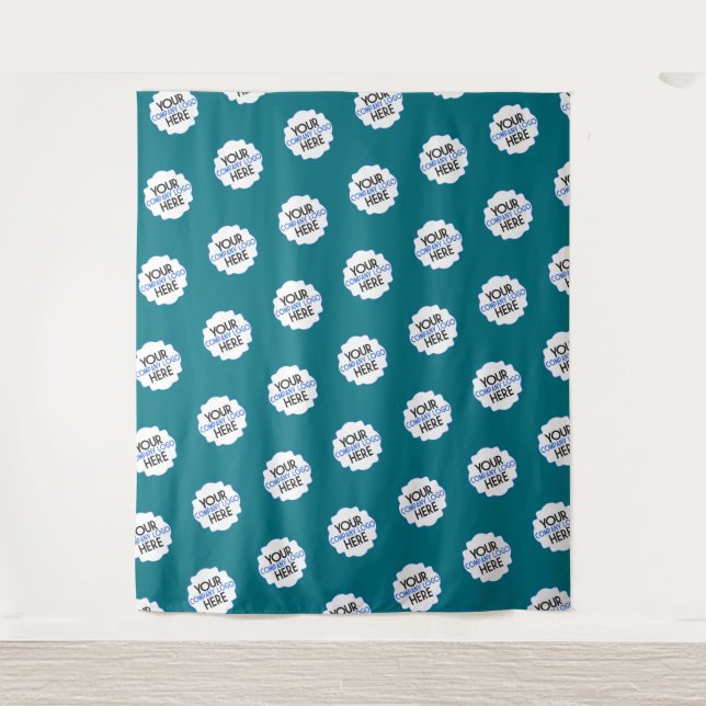 Teal Blue Step and Repeat Backdrop Business Logo (Front)