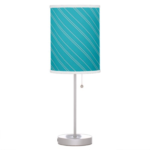 Teal Blue Striped Table Lamp