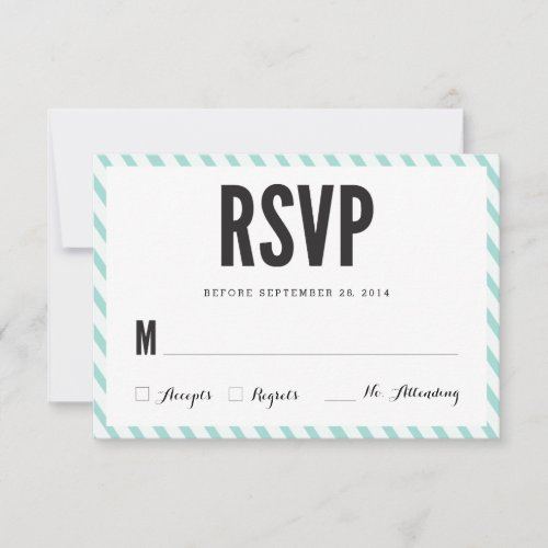 Teal Blue Stripes RSVP Response Card