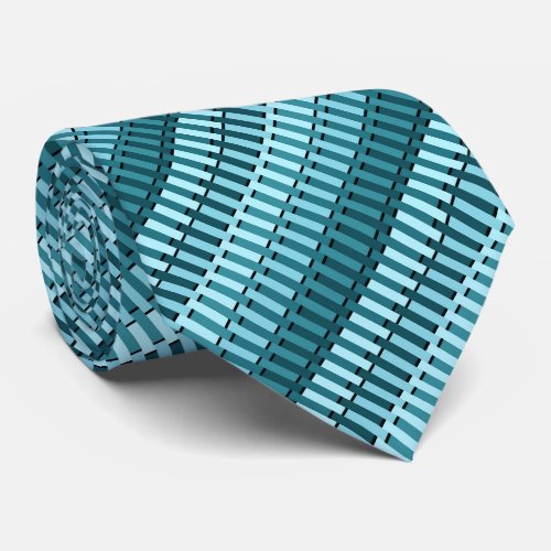 Teal Blue Stylish Modern Abstract Stripe Pattern Neck Tie