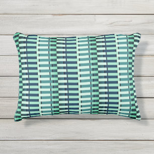Teal Blue Stylish Modern Abstract Stripe Pattern Outdoor Pillow