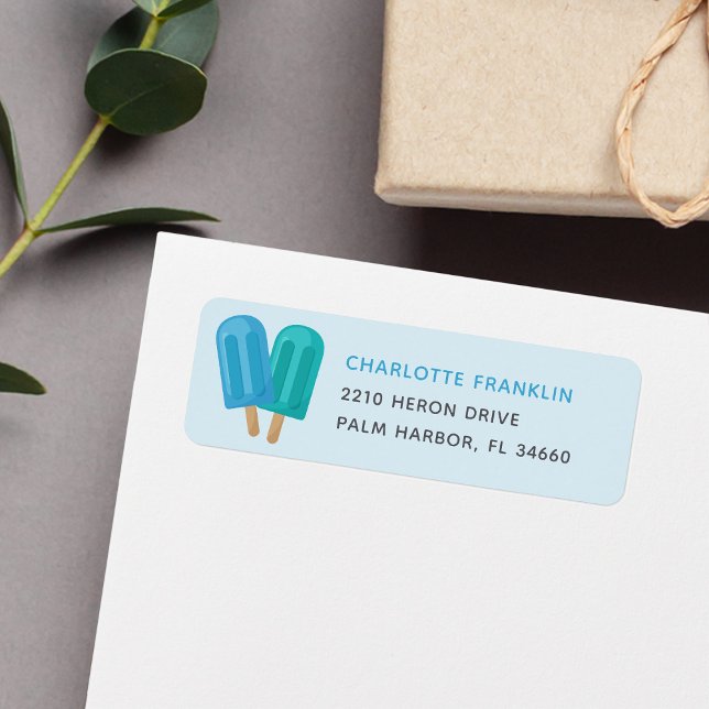 Teal & Blue Summer Popsicle Return Address Label (Creator Uploaded)