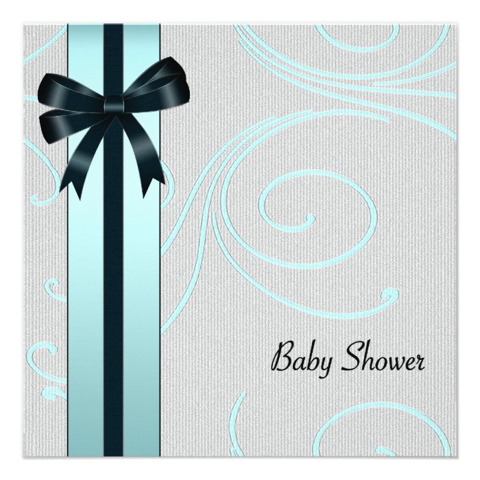 Teal Blue Swirls Baby Shower Invite