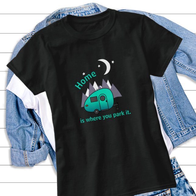 Teal Blue Teardrop Camper Trailer T-Shirt (Creator Uploaded)