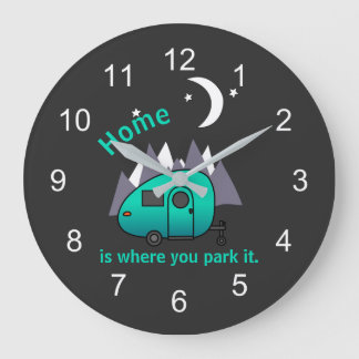 Teal Blue Teardrop Camper Trailer Wall Clock