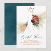 Teal Blue Terracotta Floral Boho Bridal Shower