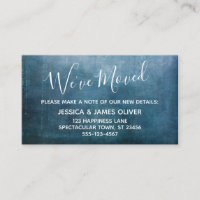 Teal Blue Textured Grunge "We've Moved