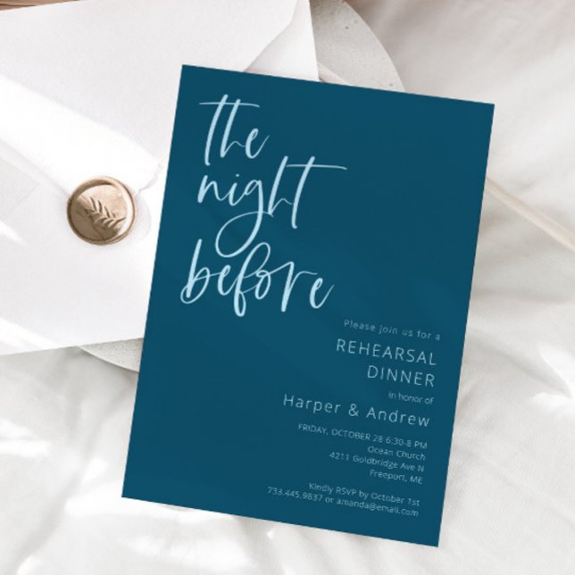 Teal Blue The Night Before Rehearsal Dinner  Invitation (Creator Uploaded)