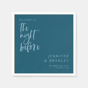 Teal Blue The Night Before Rehearsal Dinner  Napkins