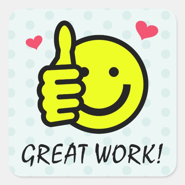 Teal Blue Thumbs Up Yellow Happy Smile Face  Square Sticker (Front)