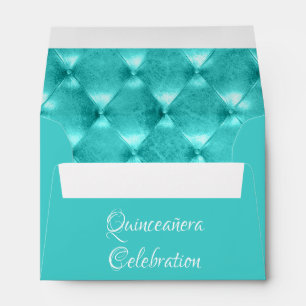 Teal Blue Tiara Quinceañera Celebration Envelope