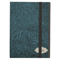 Teal Blue Tooled Leather Look Personalized iPad Air Case Teal Blue Tooled Leather Look Personalized iPad Air Case