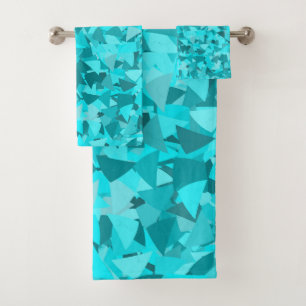 Teal Blue Triangle Pattern Bath Towel Set