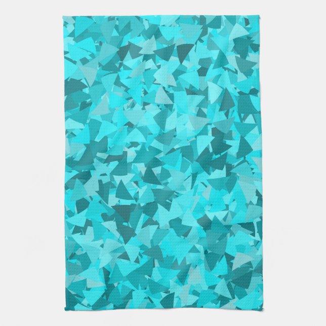 Teal Blue Triangle Pattern Kitchen Towel (Vertical)