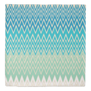 Teal Blue, turquoise and Green Zigzags   Duvet Cover