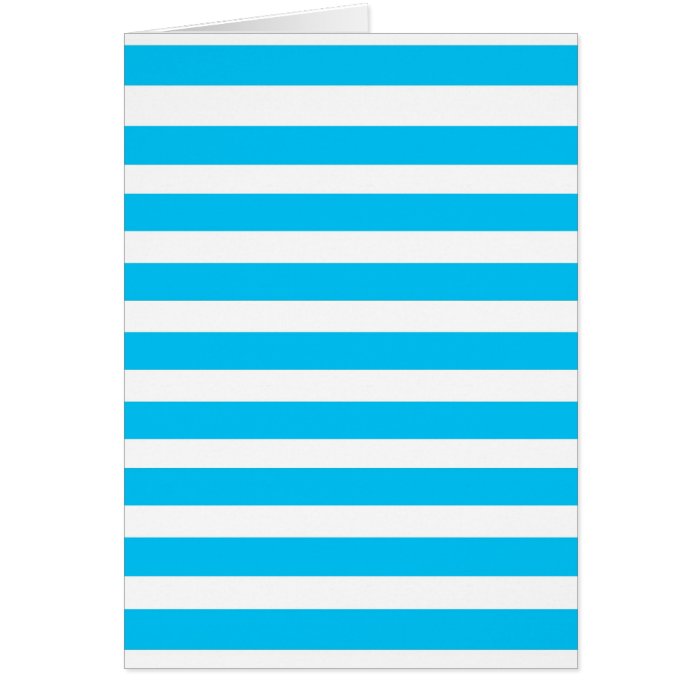 Teal Blue Turquoise and White Stripes Pattern Greeting Cards