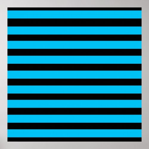 Teal Blue Turquoise and White Stripes Pattern Poster