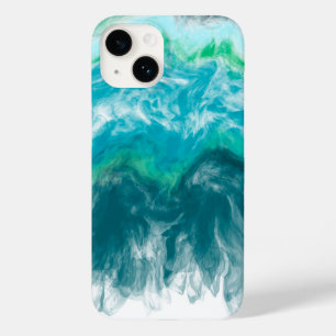 Teal Blue Turquoise Digital Ocean Fluid Art   Case-Mate iPhone 14 Case