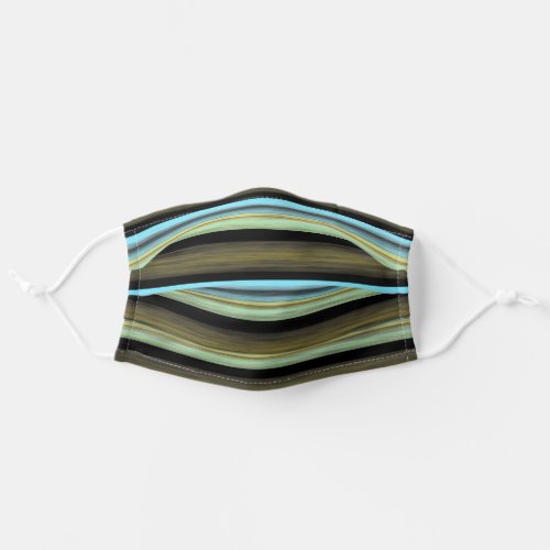 Teal Blue Turquoise Green Black Stripe Art Pattern Adult Cloth Face Mask