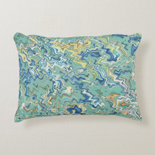Teal Blue Turquoise Green Chic Unique Pattern  Accent Pillow