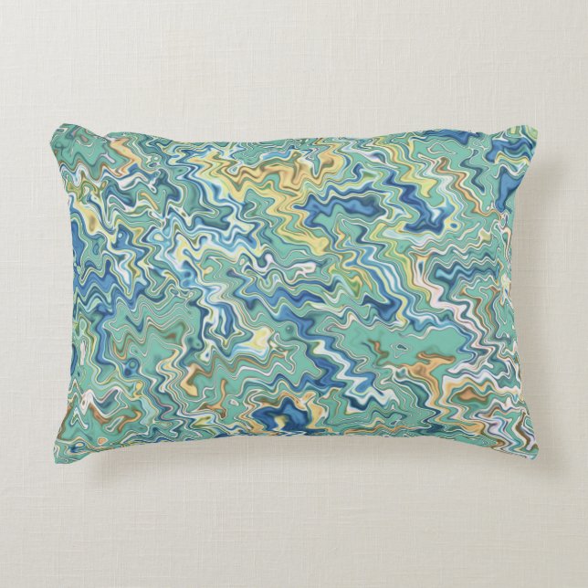 Teal Blue Turquoise Green Chic Unique Pattern  Accent Pillow (Front)