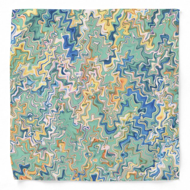Teal Blue Turquoise Green Chic Unique Pattern Bandana (Front)