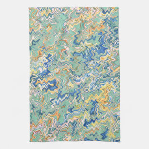 Teal Blue Turquoise Green Chic Unique Pattern Kitchen Towel