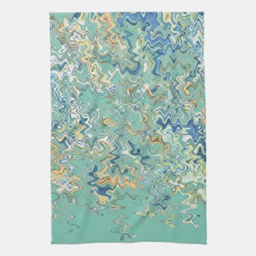 Teal Blue Turquoise Green Chic Unique Pattern  Kitchen Towel