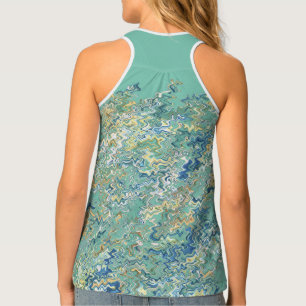 Teal Blue Turquoise Green Chic Unique Pattern Tank Top