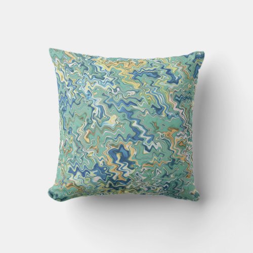 Teal Blue Turquoise Green Chic Unique Pattern  Throw Pillow