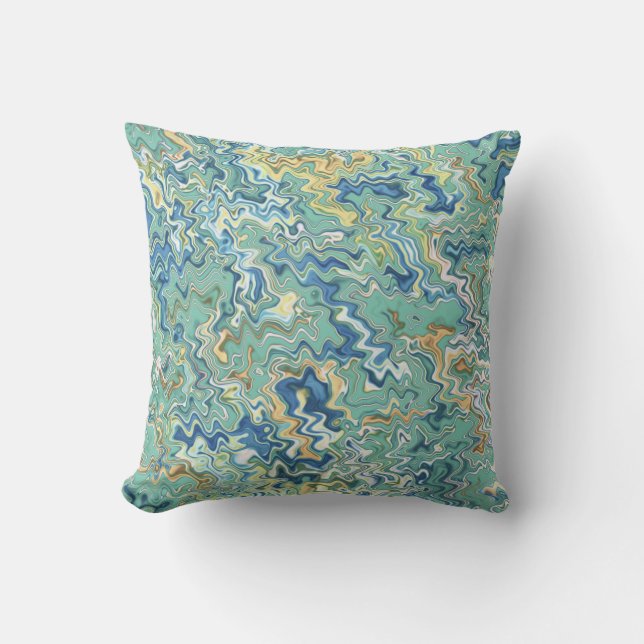 Teal Blue Turquoise Green Chic Unique Pattern  Throw Pillow (Front)