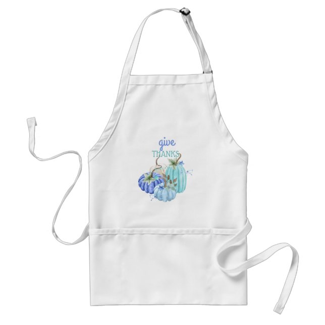 Teal Blue Turquoise Pumpkin Autumn Fall Adult Apron (Front)