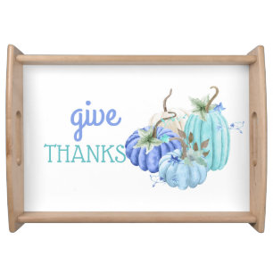 Teal Blue Turquoise Pumpkin Autumn Fall Serving Tray
