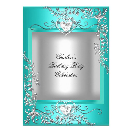 Turquoise And Silver Invitations 10