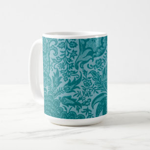 Teal Blue Vintage Style Art Mug Cup