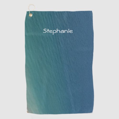 Teal Blue Water Abstract Monogram Name Beach Ocean Golf Towel