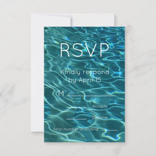 Teal blue Water Pattern rippling waters RSVP Invitation