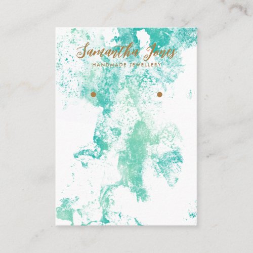  Teal Blue Watercolor Abstract  Earrings Display Business Card