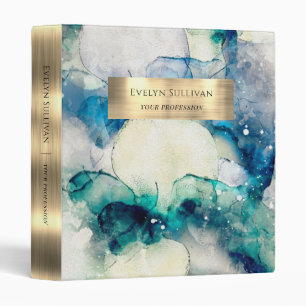 Teal blue watercolor foil binder