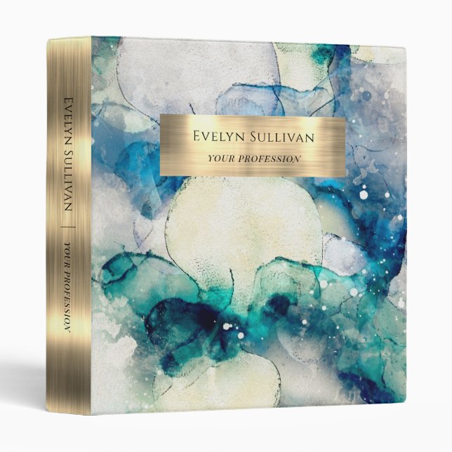 Teal blue watercolor foil binder (Front/Spine)