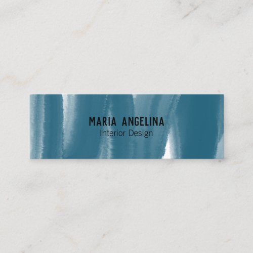 Teal blue watercolor inky brushstroke painting mini business card