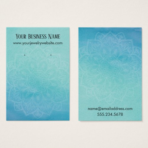 Teal Blue Watercolor Mandala Earring Display Cards